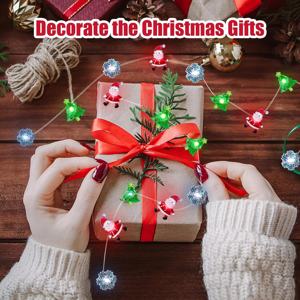 Christmas Lights Santa Snowflake Christmas Tree String Lights, 30 LEDs 10ft Battery Powered, Christmas Decorations Xmas Fairy Lights for Wreath Window Fireplace Tree Poster Board Home Decor