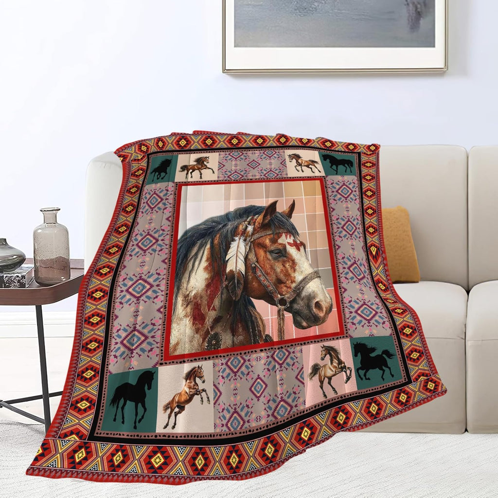 Horse Throw Blanket Horse Stuff Gifts for Kids Girls Boys Adults Women Men Soft Cozy Warm Plush Fluffy Fuzzy Fleece Blanket Decor 40''X50''