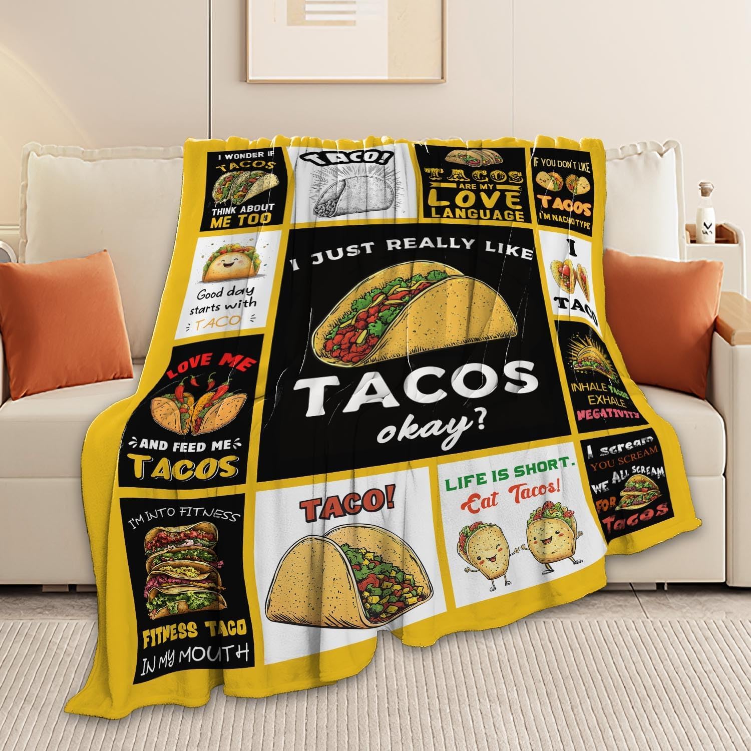 Taco Blanket Food Burrito Throw Blanket Gifts for Taco Lovers Girls Women Kids Boys Adults Men Super Soft Cozy Plush Fluffy Fuzzy Fleece Blanket Home Decor 40''X50''