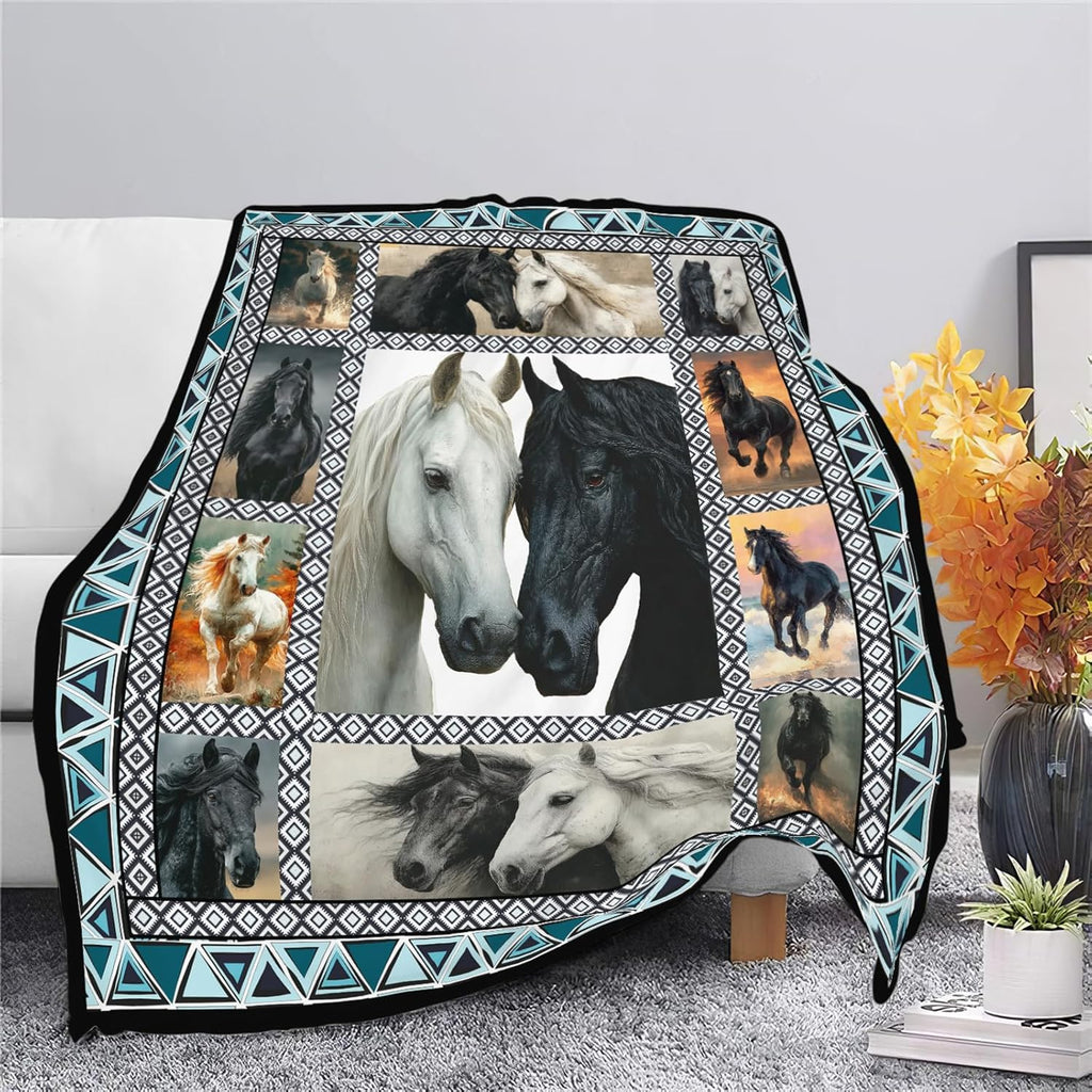 Horse Throw Blanket Horse Stuff Gifts for Kids Girls Boys Adults Women Men Soft Cozy Warm Plush Fluffy Fuzzy Fleece Blanket Decor 40''X50''