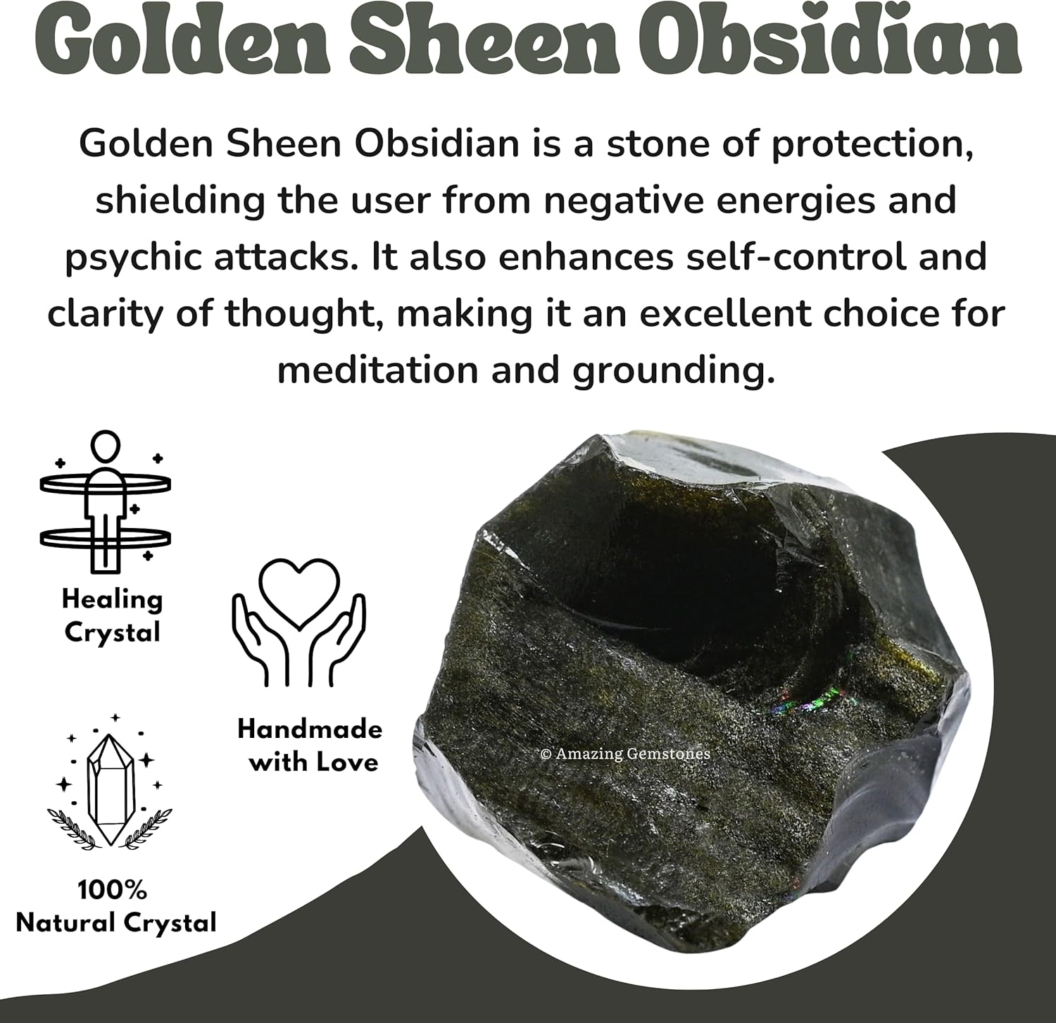 Amazing Gemstone Golden Sheen Obsidian Raw Crystals and Healing Stones, Natural Rocks for Tumbling - DIY Raw Stones and Crystals, 2 Pieces