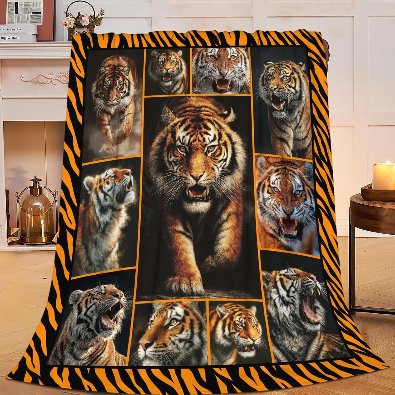 Tiger Throw Blanket Tiger Stuff Gifts for Kids Girls Boys Adults Women Men Soft Cozy Warm Plush Fluffy Fuzzy Fleece Blanket Decor 50''X60''