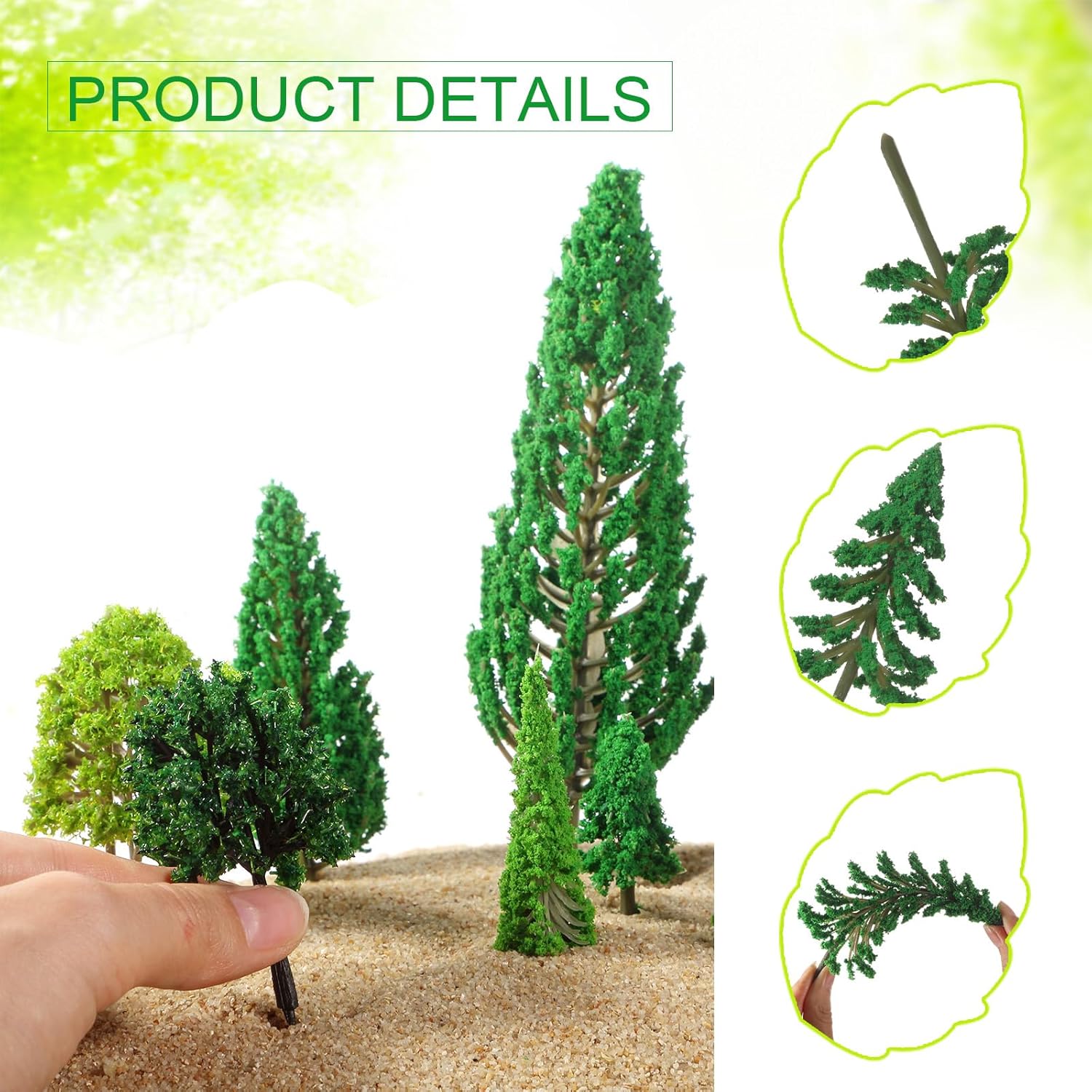 Skylety 70 Pieces Model Trees 1.2-6.3 Inch Mixed Miniature Toy Trees Diorama Supplies Fake Plants for Train Scenery Architecture DIY Crafts, Building Model Scenery Landscape Natural Green(Vintage)
