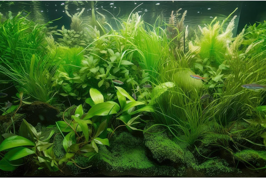 Underwater Aquarium Background Diverse Collection of Aquatic Plants Fish Tank Background Lush Green Seagrass Aquarium Terrarium Background Jungle Style Reptile Habitat Background Vinyl 48x24in