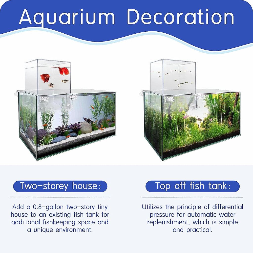 Vacuum Suspended Fish Tank – 0.8 Gallon Negative Pressure Aquarium with Clear Fish Elevator, Auto-Refill Water System, Increases Fish Activity Area & Unique Aquarium Décor