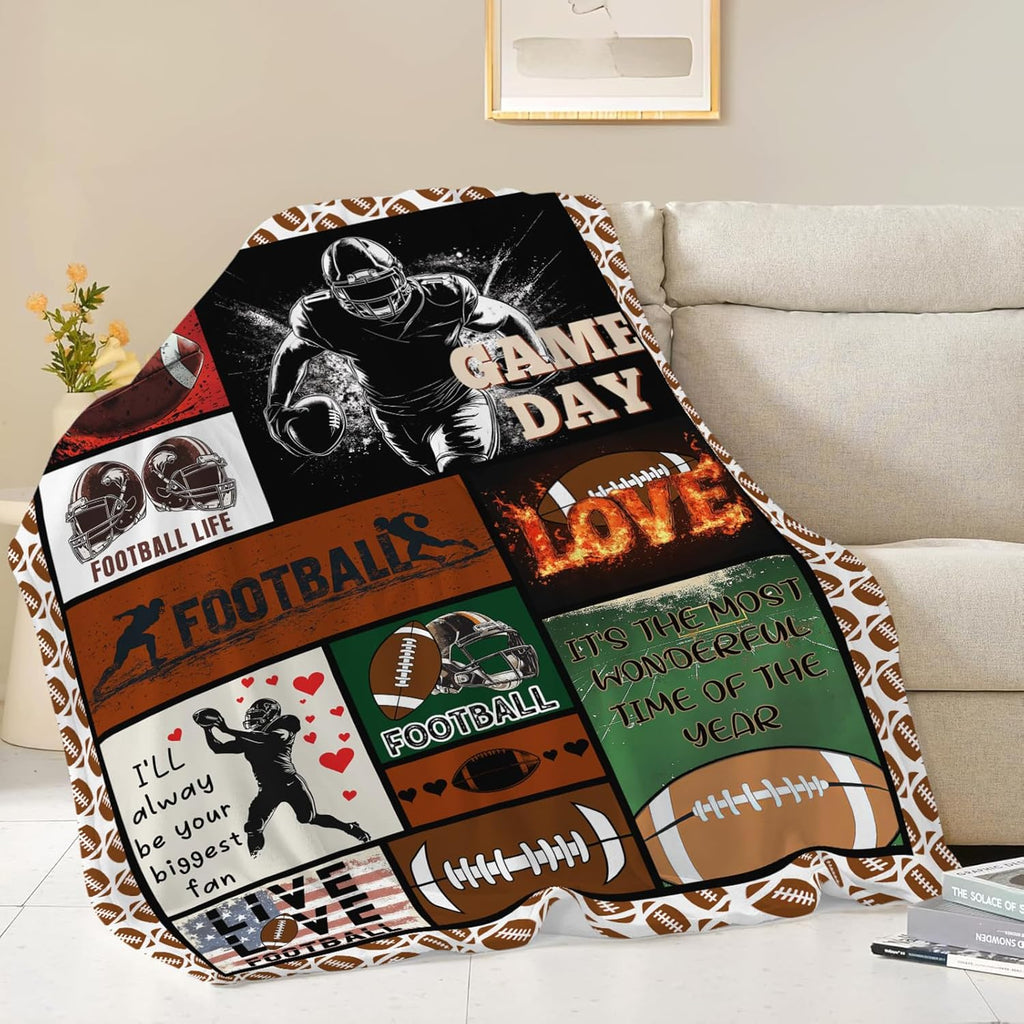 Football Blanket Sports Football Throw Blanket Gifts for Player Kids Girls Boys Adults Women Man Super Soft Cozy Plush Fluffy Fuzzy Fleece Blanket Decor 40''X50''