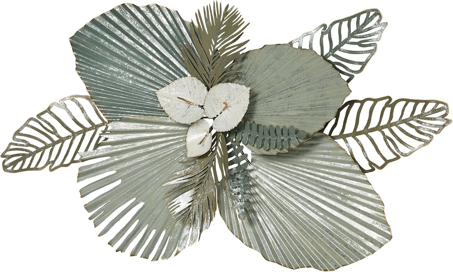 Touch of Class Mystic Tropics Floral and Leaf Metal Wall Sculpture | Tropical Style Sculpture Decor for Bedroom, Living Room, Bathroom, Entryway, Hallway