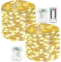 2-Pack Fairy Lights Battery Operated with Remote, Waterproof 66FT 200 LED Battery String Lights Outdoor Indoor, 8 Modes Twinkle Lights with Timer for Bedroom Wedding DIY Christmas Decor (Warm White)