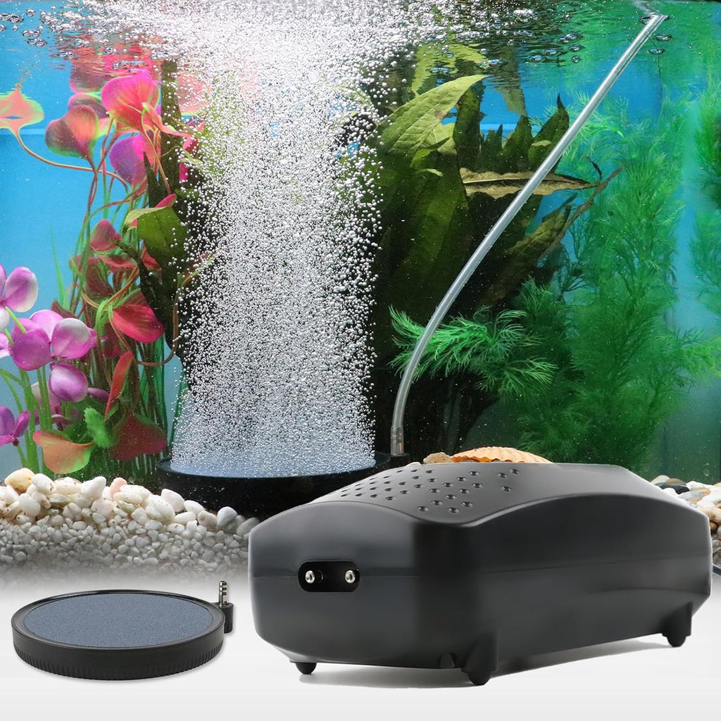 Coospider Upgrade 12W Aquarium Air Pump, Ultra Quiet Aquarium Bubbler, Dual Outlet Fish Tank Bubbler Adjustable Airflow for Large Aquarium Oxygen Generator with Air Stone for 20-600 Gallon