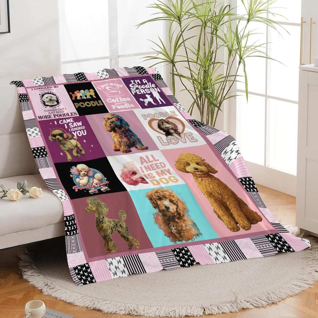 Poodle Throw Blanket Poodle Puppy Stuff Gifts for Dog Lover Kids Girls Boys Adults Women Men Soft Cozy Warm Plush Fluffy Fuzzy Fleece Blanket Decor 60''X80''