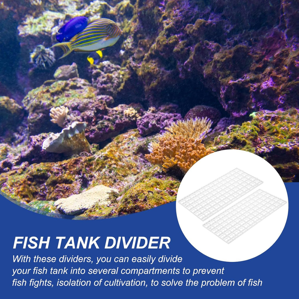 uxcell 2Pcs Aquarium Fish Tank Divider, 12x6 Inch Plastic Egg Crate Light Diffuser Grid Filter Bottom Partition Separator with Sucker Clips and Suction Cups for Aquarium, White