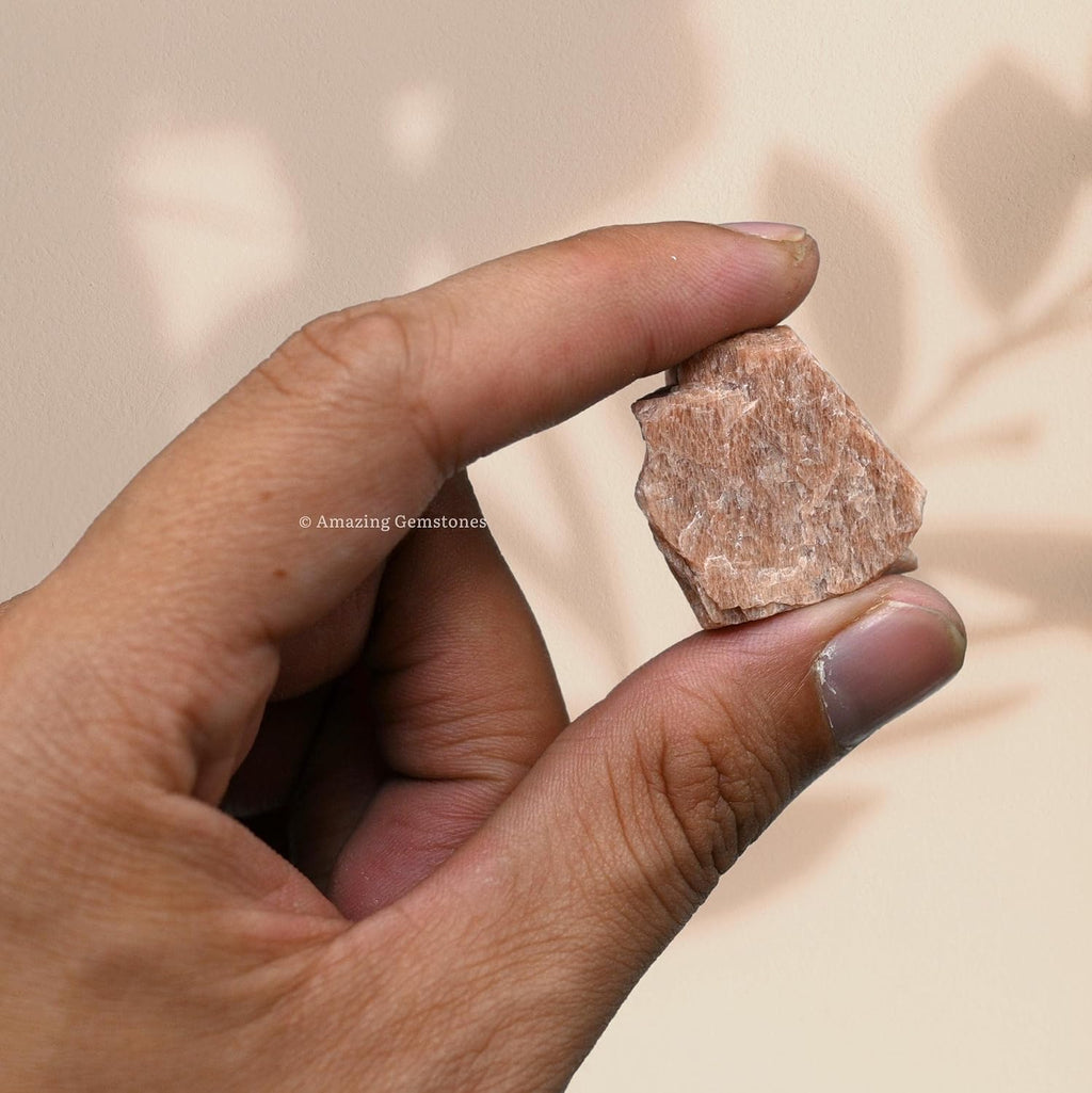 Amazing Gemstone 2 Pieces Peach Moonstone Raw Crystals and Healing Stones, Natural Rocks for Tumbling and DIY Raw Stones and Crystals