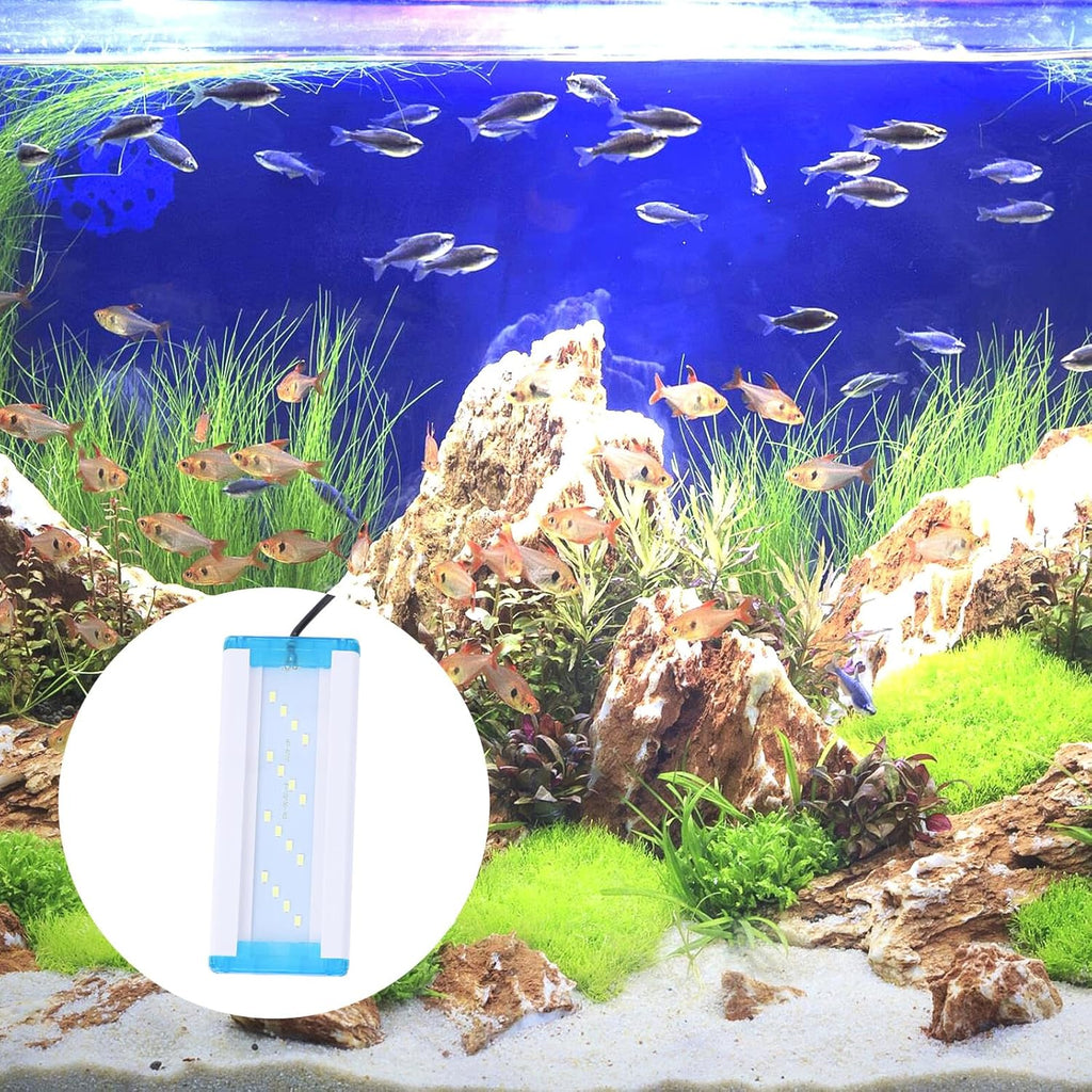 VANZACK Ultra-Thin Fish Tank LED Lamp with Pure White Light Aquarium Light with Metal Bracket Aquarium Frame Lamp for Aquatic Plant Growth Easy Installation and Heat Dissipation US Plug