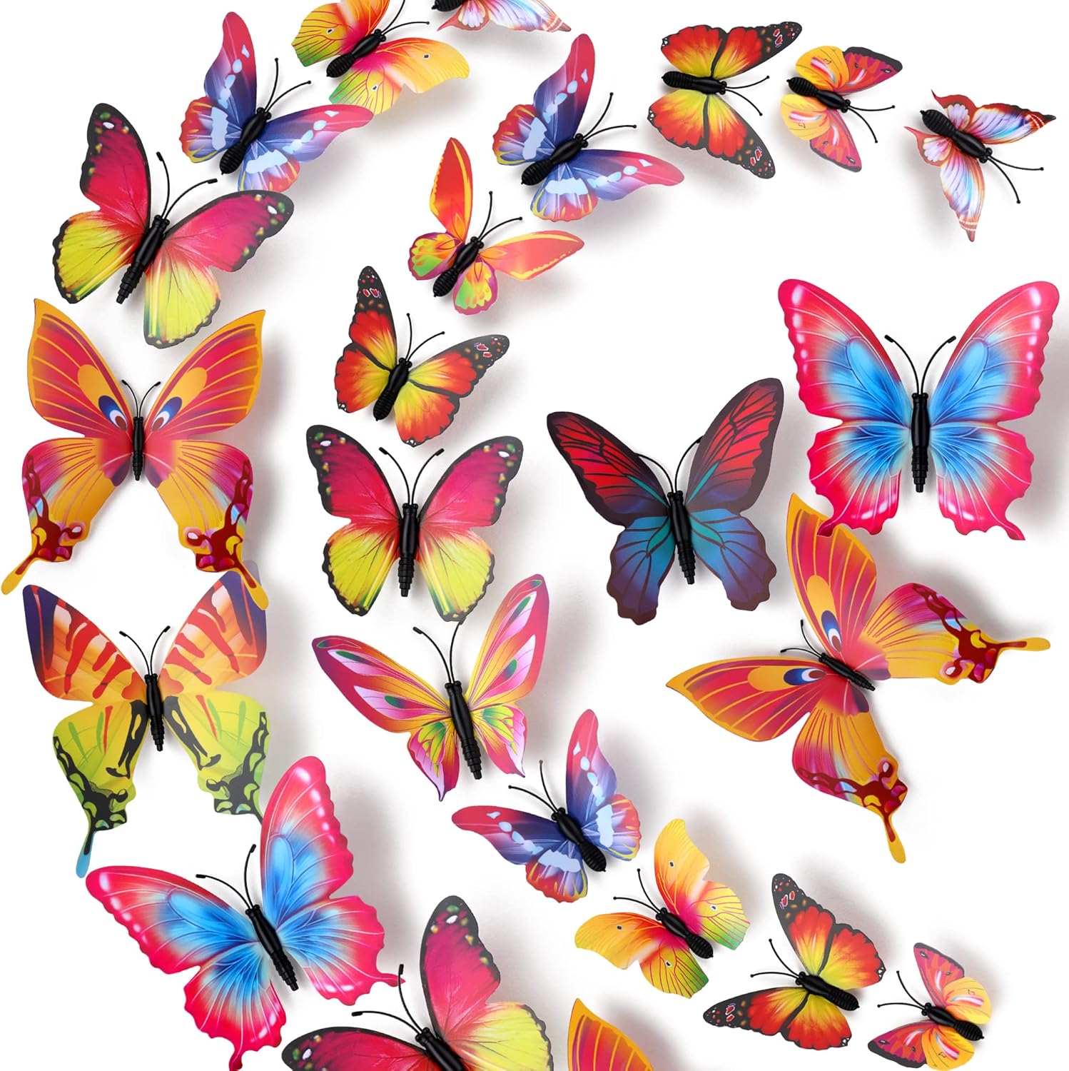 LiveGallery 72 PCS Multicolor Removable 3D DIY Beautiful Butterfly Wall Decals Colorful Butterflies Art Decor Wall Stickers Murals for Kids Baby Boy Girls Bedroom Classroom Offices (Multicolor)