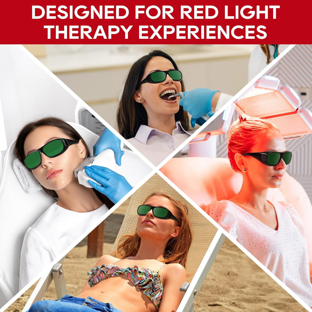 Red Light Therapy Glasses, Tanning Bed Goggles for Eye Protection(600nm-1000nm)