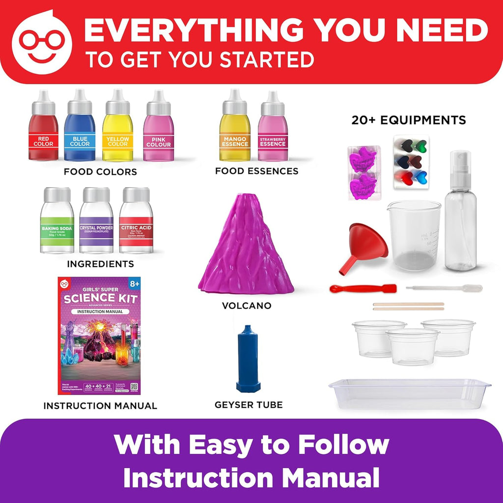 Doctor Jupiter Girls' Super Science Kit for Ages 8-12 Ideas for Girls 8,9,10+ Years Old | Chemistry Set, STEM Toy Kit with 100+ Experiments | Learning & Educational Projects