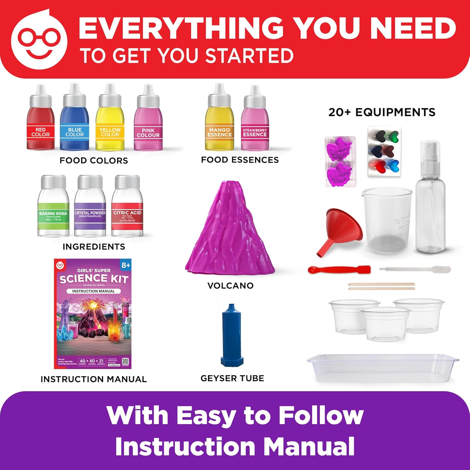 Doctor Jupiter Girls' Super Science Kit for Ages 8-12 Ideas for Girls 8,9,10+ Years Old | Chemistry Set, STEM Toy Kit with 100+ Experiments | Learning & Educational Projects