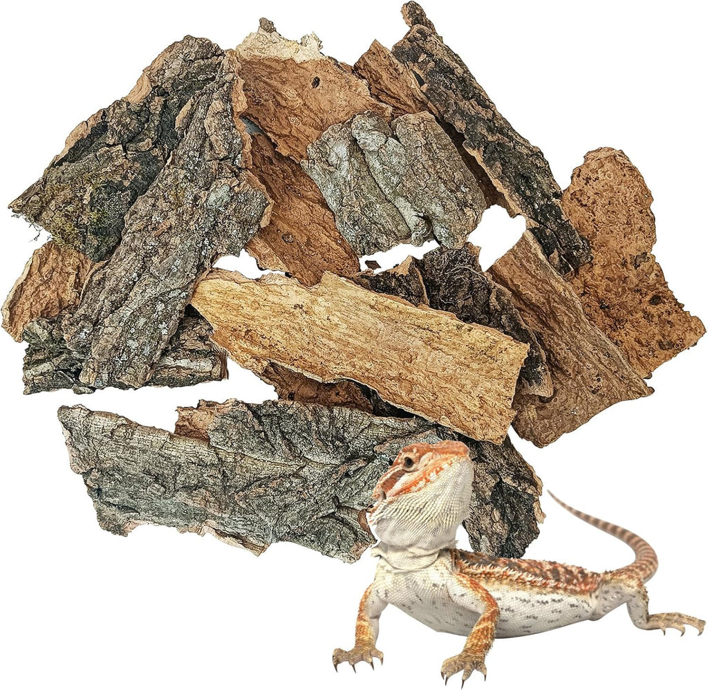 BNOSDM Reptile Cork Bark Substrate 10oz Tortoise Bedding for Habitat Natural Flat Cork Wood Bulk Terrarium Reusable Champagne Bark for Lizard, Crested Gecko, Spider, Chameleon, Ball Python, Tree Frog