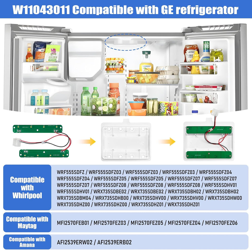 W10866538 Refrigerator LED Light Module - Compatible with Whirlpool, Kenmore, Maytag, Amana, Fridge Light Board Replacement - Replaces W11043011, AP6047972, PS12070396, EAP12070396, 4533926, Q184G2