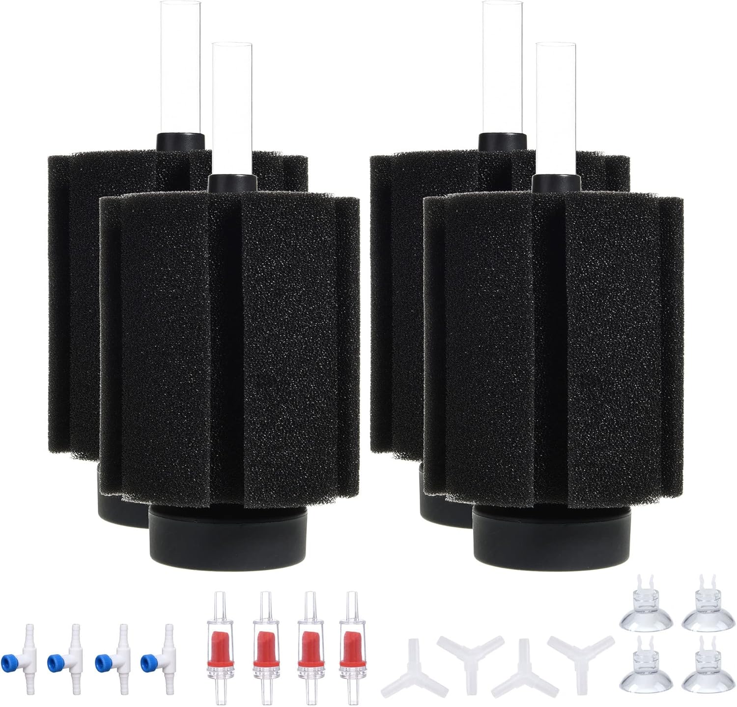 ALEGI Aquarium Bio Sponge Filter with Ceramic Media for Clear and Quiet Aquariums for Betta Fry Shrimp Tiny Fish Tank (10-40Gallon 4 Pack)
