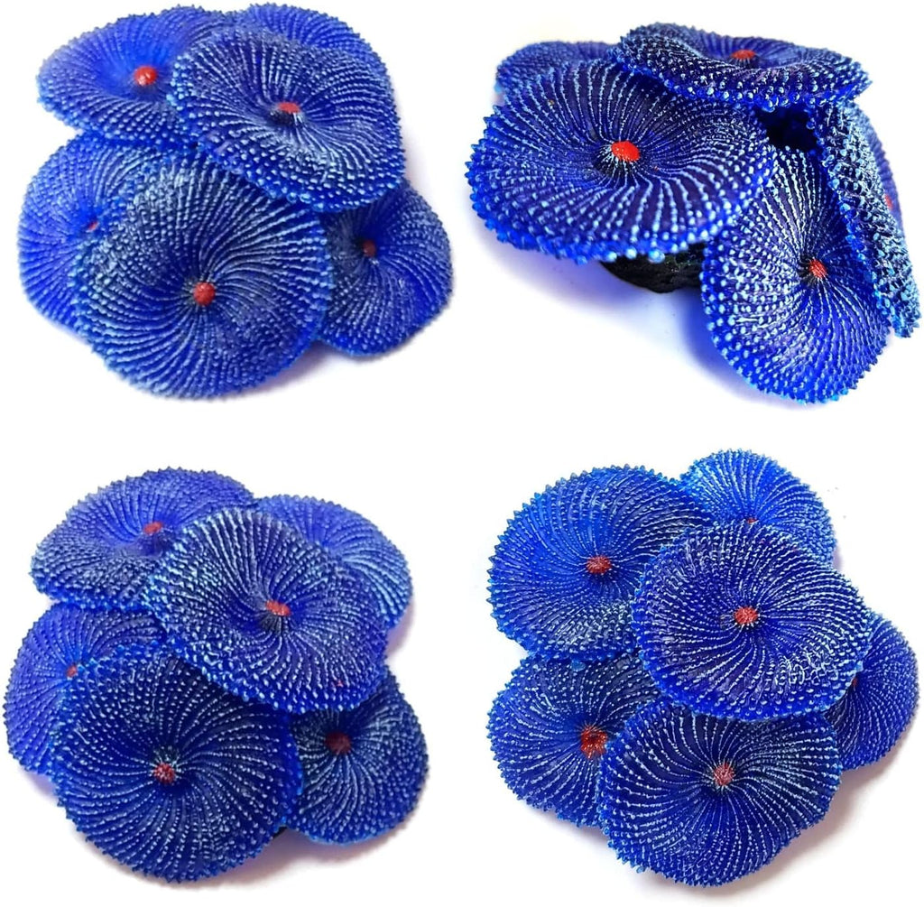4Pcs Artificial Coral, Faux Coral Ornaments, Aquarium Decorations for Fish Tank Aquarium, Fish Cave Hideout Decoration Landscape (Blue)