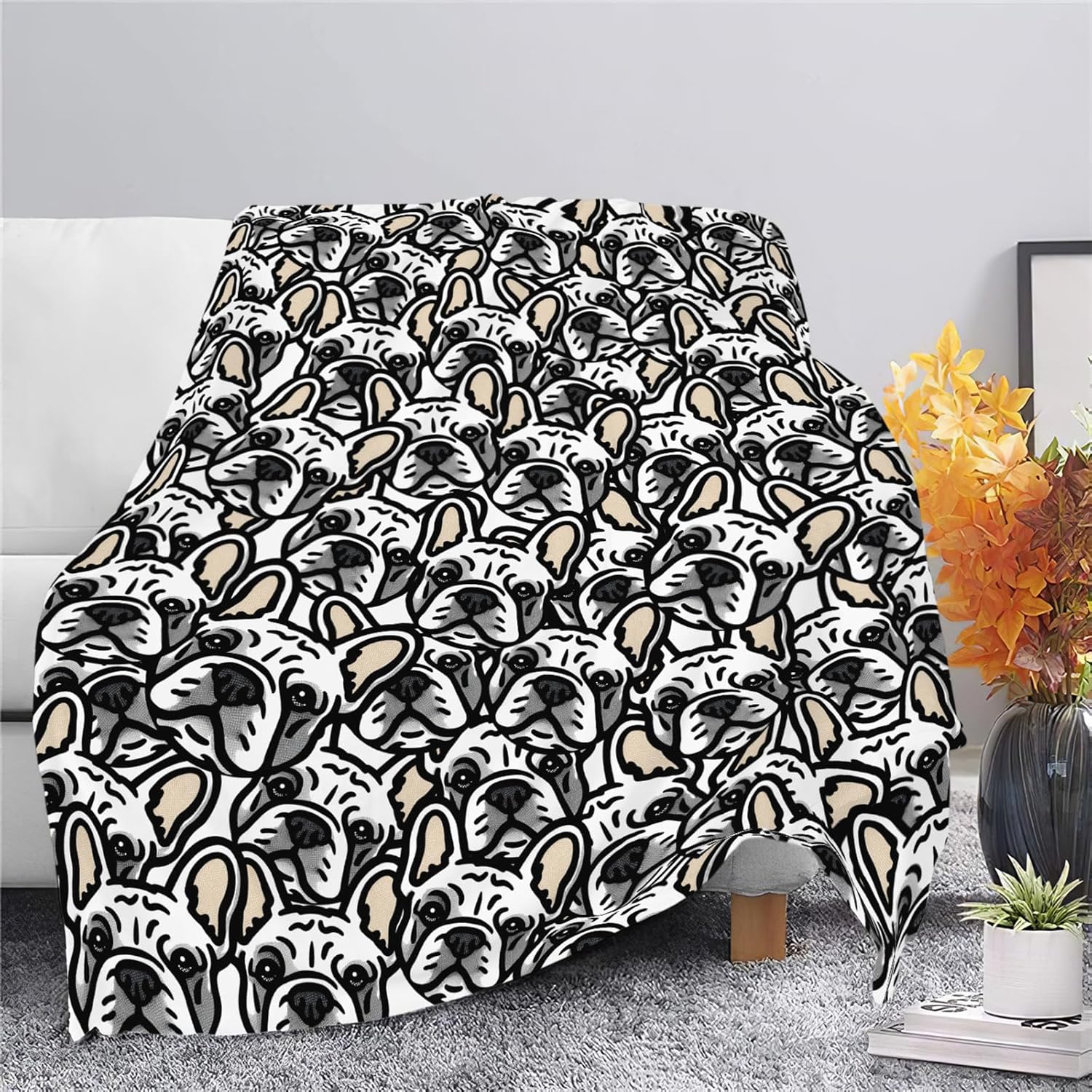 Boston Terrier Throw Blanket French Bulldog Frenchie Puppy Stuff Gifts for Dog Lover Kids Girls Boys Adults Women Men Soft Cozy Warm Plush Fluffy Fuzzy Fleece Blanket Decor 60''X80''