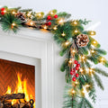 6.5FT Christmas Garland with Star Lights,Prelit Christmas Decorations,Lighted Garland with Battery Operated,Denser Realistic Pine Needles Greenery Home Decor for Mantle Fireplace Table Indoor Outdoor