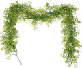 RECUTMS Artificial Hanging Plant 2Pcs 5.6Ft Fake Garland Plant Greenery Faux Ferns Leaves Ivy Garland for Home Indoor Outdoor Wedding Farmhouse Mantle Table Centerpiece Party Garden Decor(Yellow)