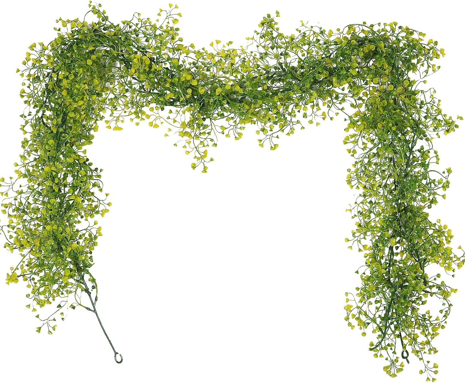 RECUTMS Artificial Hanging Plant 2Pcs 5.6Ft Fake Garland Plant Greenery Faux Ferns Leaves Ivy Garland for Home Indoor Outdoor Wedding Farmhouse Mantle Table Centerpiece Party Garden Decor(Yellow)