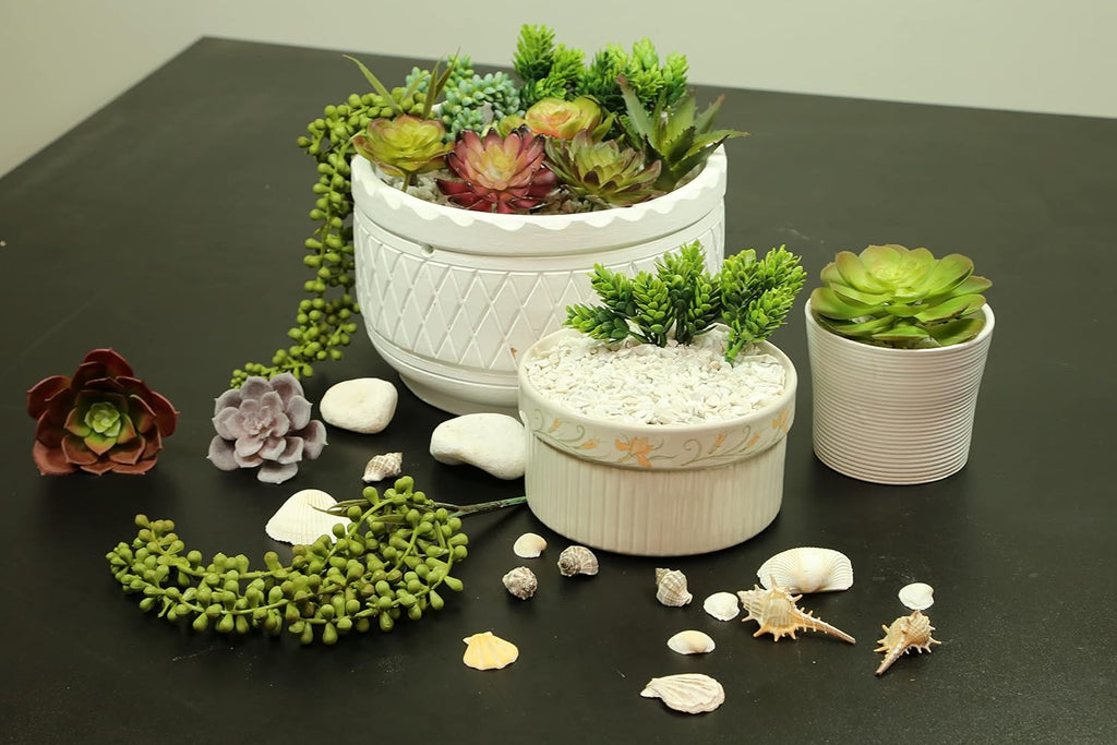 DECOROUS Artificial Succulents Plants Unpotted -14 Pack– Large Fake Succulent Plant Indoor Outdoors – Realistic Faux Cactus Suculentas Bulk for Home DIY Décor – Small Desert Plastic Cacti Succulants