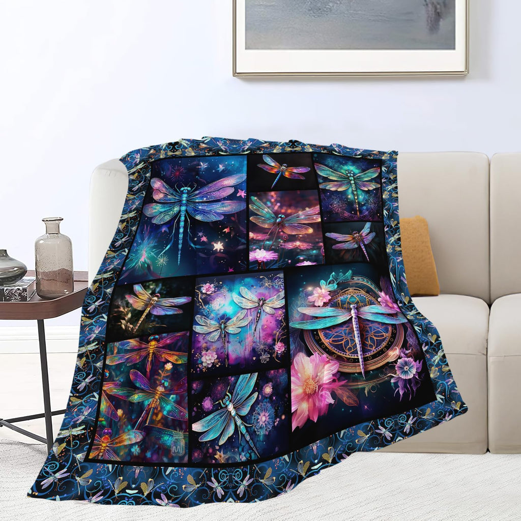 Dragonfly Blanket Dragonfly Throw Blanket Gifts for Women Men Boys Girls Kids Adults Super Soft Cozy Plush Fluffy Fuzzy Fleece Blanket Home Decor 40''X50''
