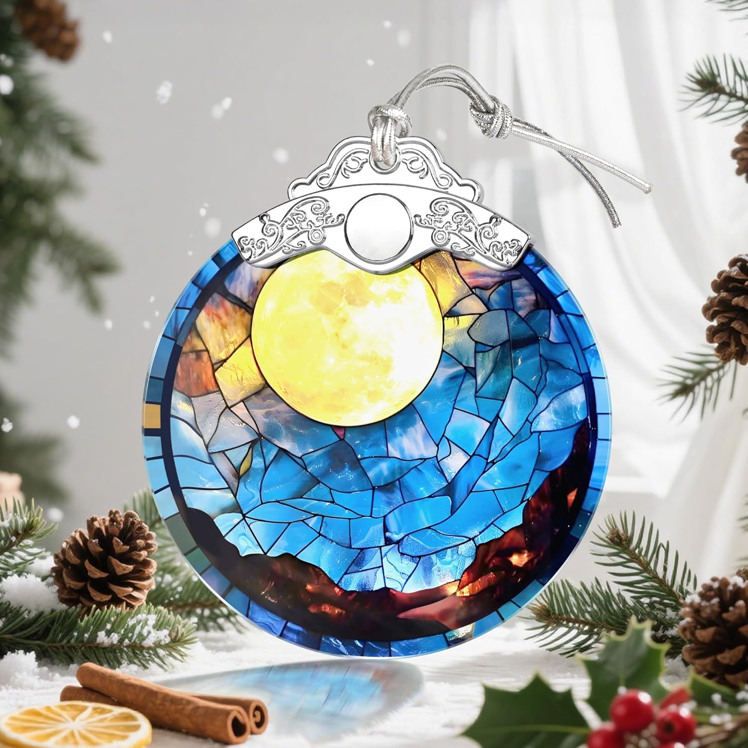 Christmas Ornaments, Christmas Tree Decorations, Keepsake Ornaments, Holiday Decor, Holiday & Xmas Gifts, Gifts for Nature Lovers & Art Lovers - Full Moon-Theme