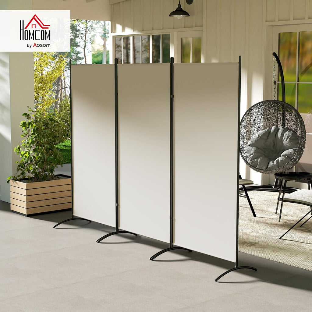 HOMCOM 6 Ft Tall 3 Panel Fabric Room Divider, Freestanding Partition Wall Divider, Folding Privacy Room Separator for Indoor, Home Office, Light Gray