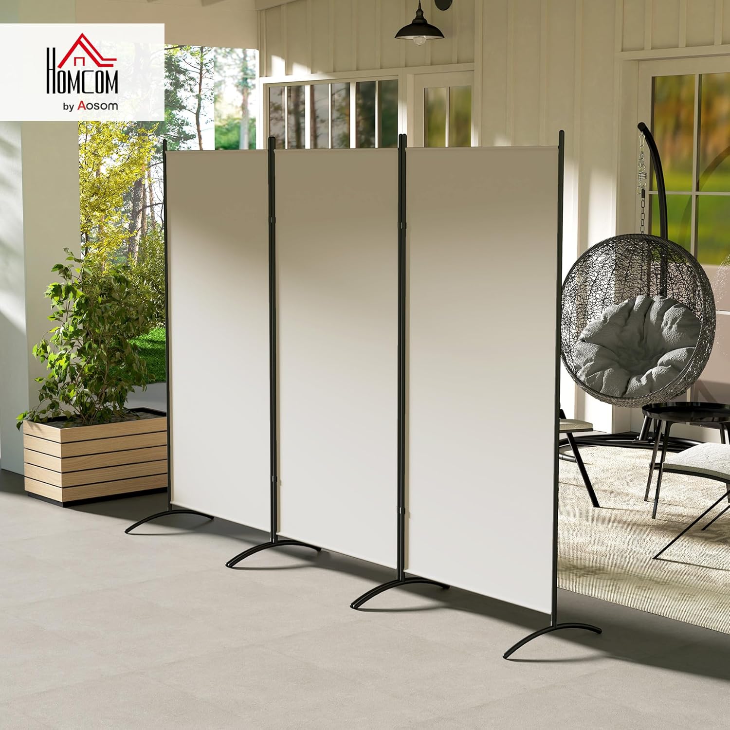 HOMCOM 6 Ft Tall 3 Panel Fabric Room Divider, Freestanding Partition Wall Divider, Folding Privacy Room Separator for Indoor, Home Office, Light Gray