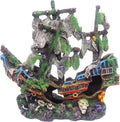 Ulifery Aquarium Boat Shipwreck Sunken Pirate Ship Resin Fish Tank Decorations Aircraft Carrier for Betta Super Large XXL for 55-75 Gallon Tank