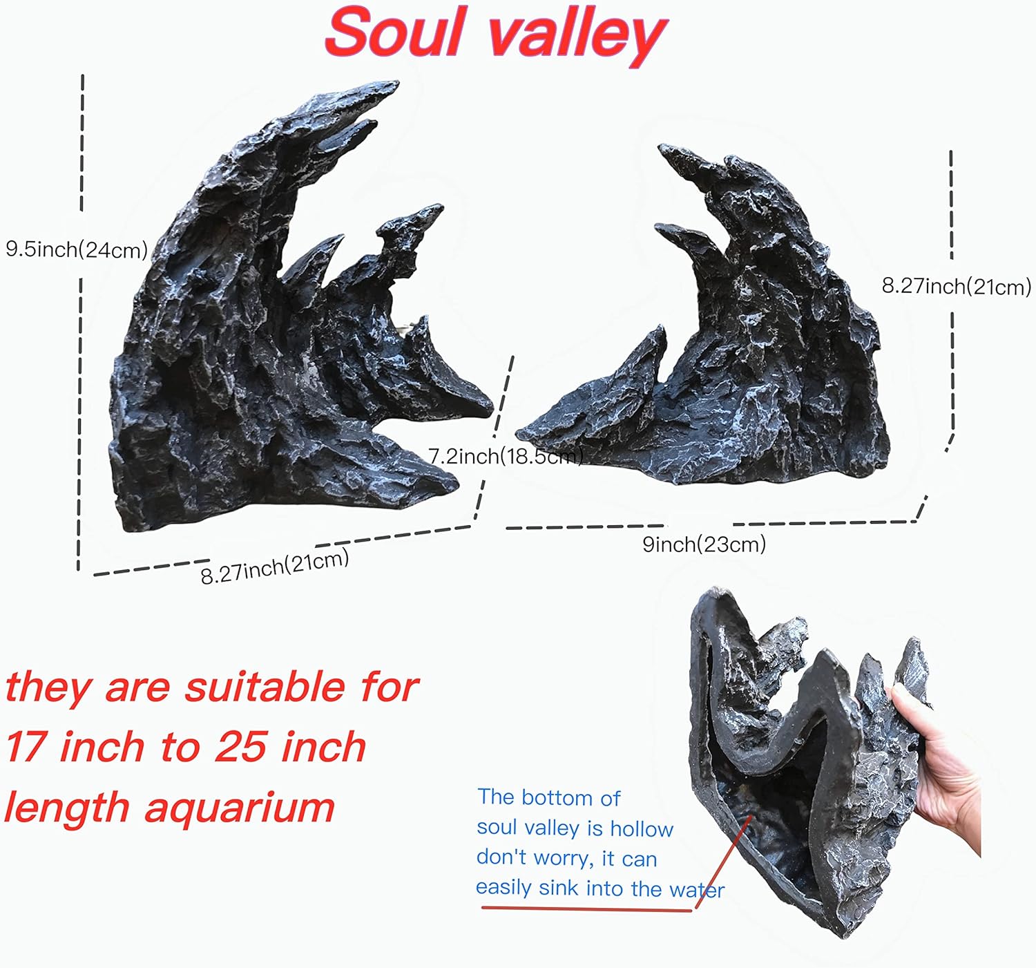 Large 'Soul Valley' Aquarium Ornaments Extra Large Aquarium Decorations Superior Landscaping (Soul Valley 18inch)