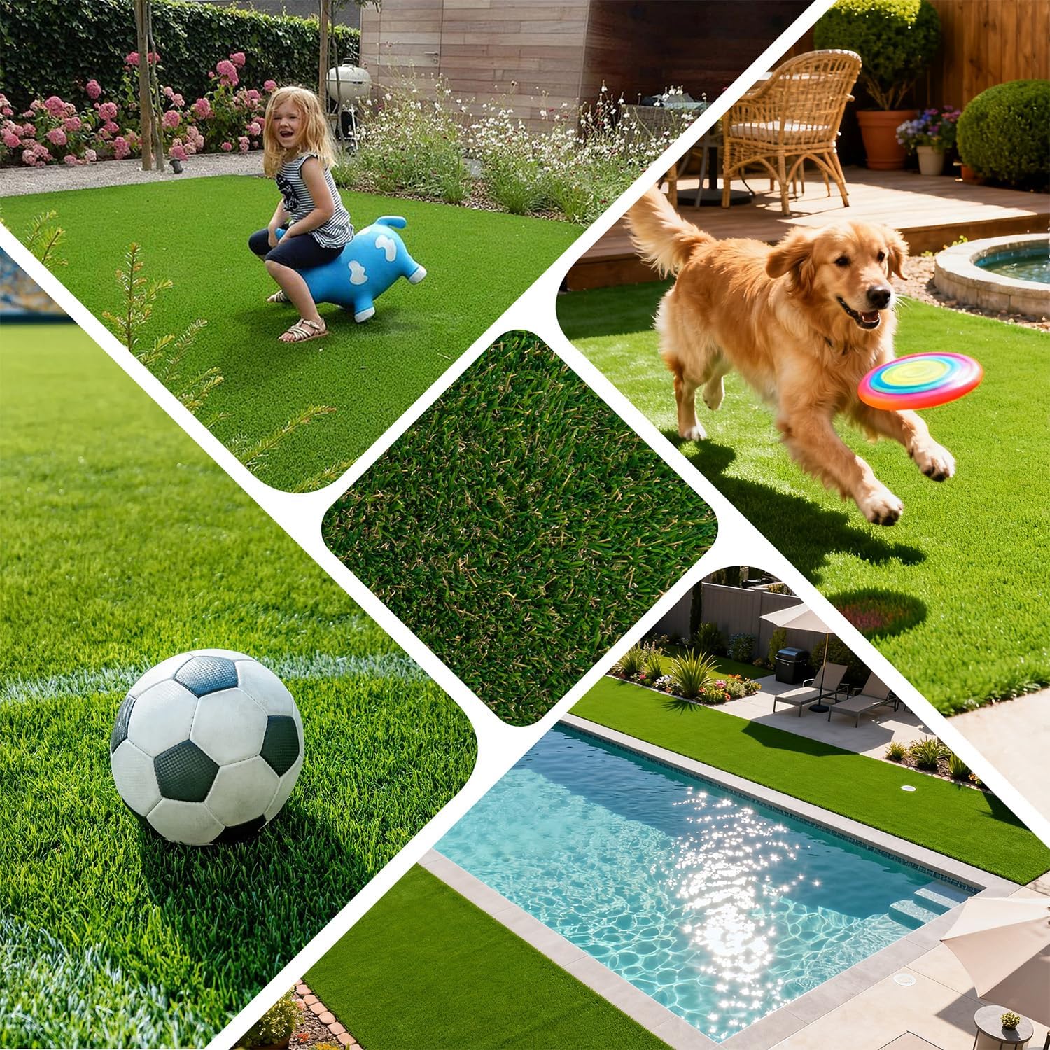 Artificial Grass Rug Outdoor Indoor,1.5 in Thick,Fake Grass Carpet Synthetic Turf Rug Realistic Turf Rug for Garden,Balcony,Patio with Drainage Holes (3FTX5FT)