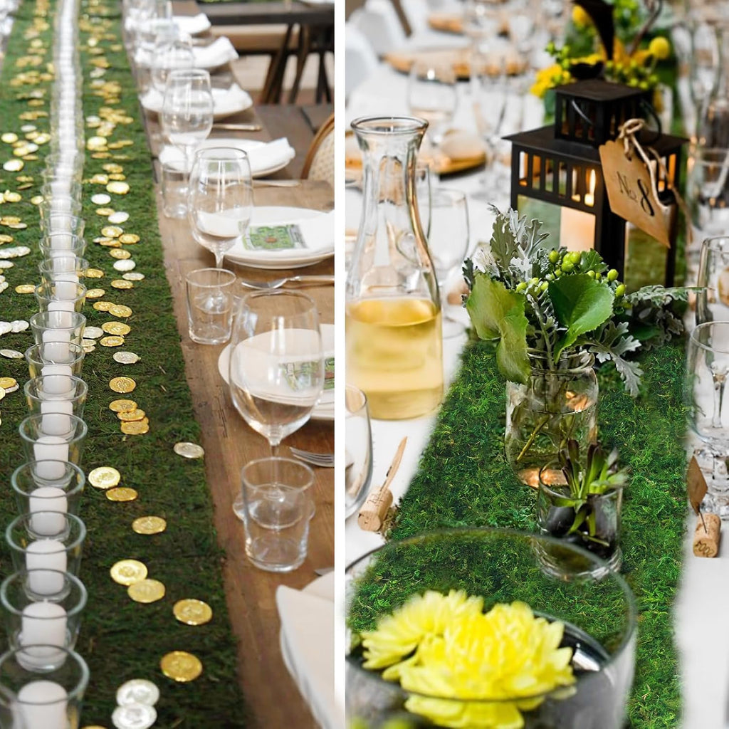 FAICOIA Moss Table Runner Dried Moss for Crafts Green Moss Roll for Fairy Gardens Wedding Woodland Decor 12" x 60" Preserved Moss Mat for Table Decoration Moss Carpet for Moss Grass Wall 30x153cm
