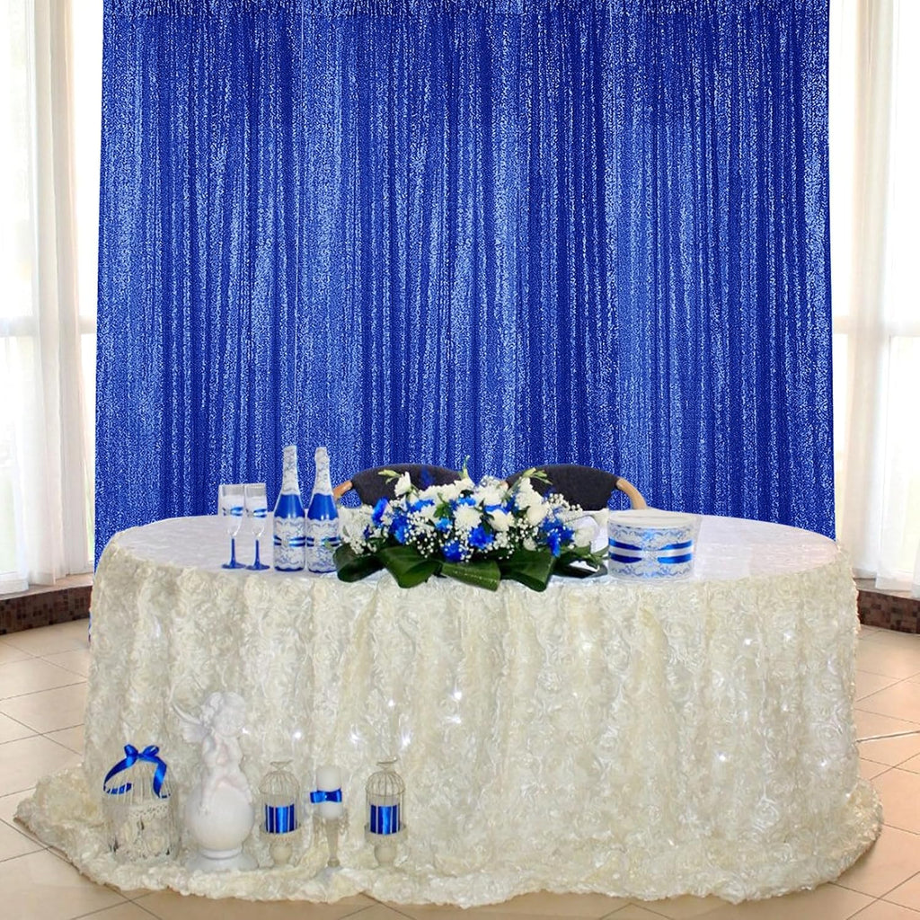 Sugargirl Navy Blue Sequin Backdrop Curtain 4 Panels 2FTx8FT Glitter Navy Blue Background Drapes Sparkle Photography Backdrop for Party Wedding Birthday Wall Decoration