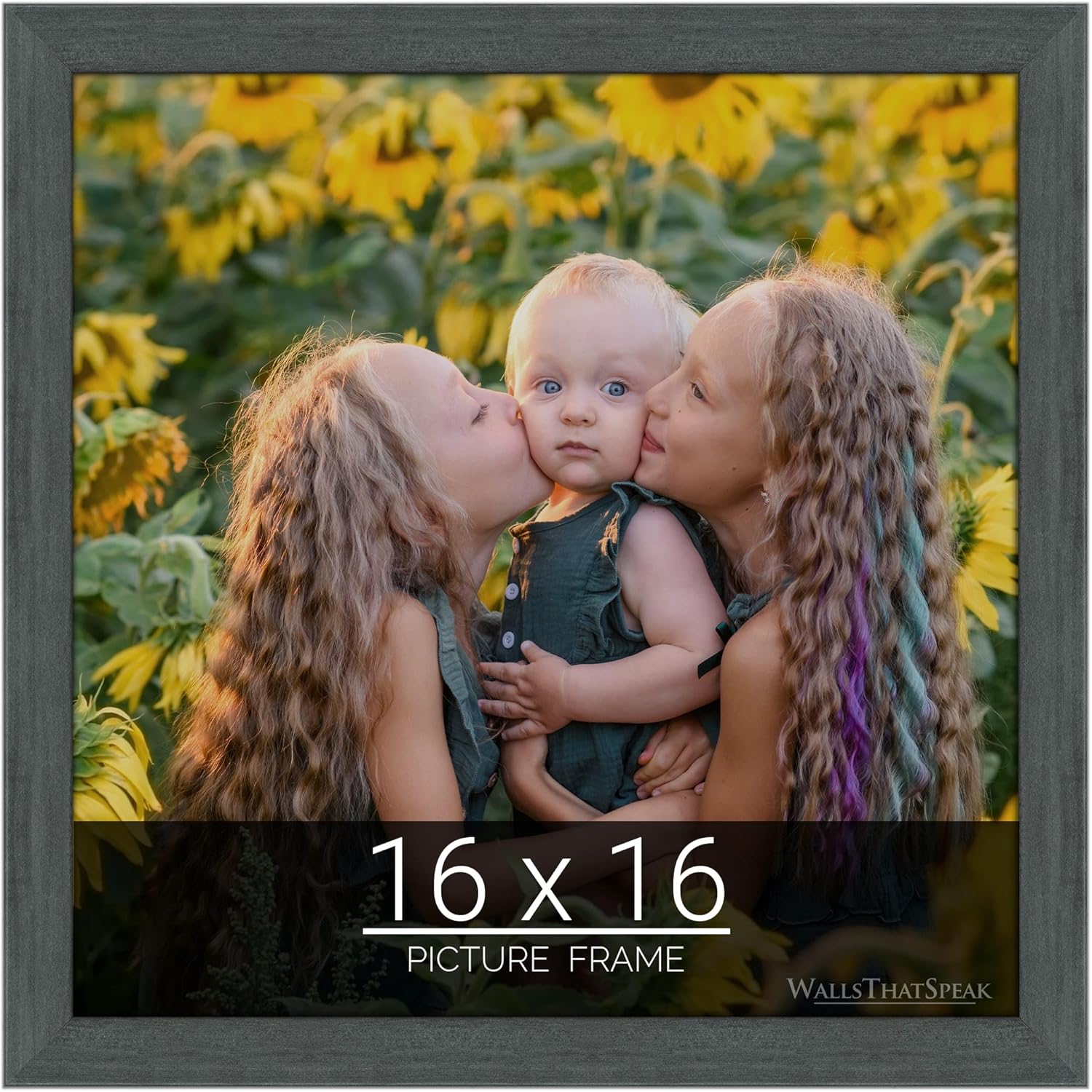 wallsthatspeak 16x16 Slate Gray Picture Frame for Puzzles Posters Photos or Artwork