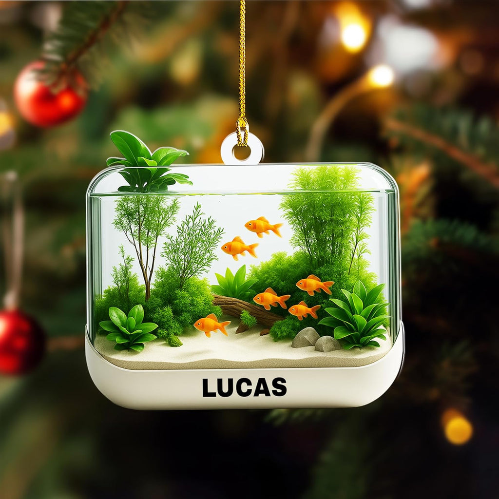 Personalized Aquarium Fish Tank Christmas Ornament 2025, Custom Name Clownfish Holiday Tree Decoration, Unique Keepsake Gift for Fish Lovers, Pet Owners, Kids, Aquarists (ON4)
