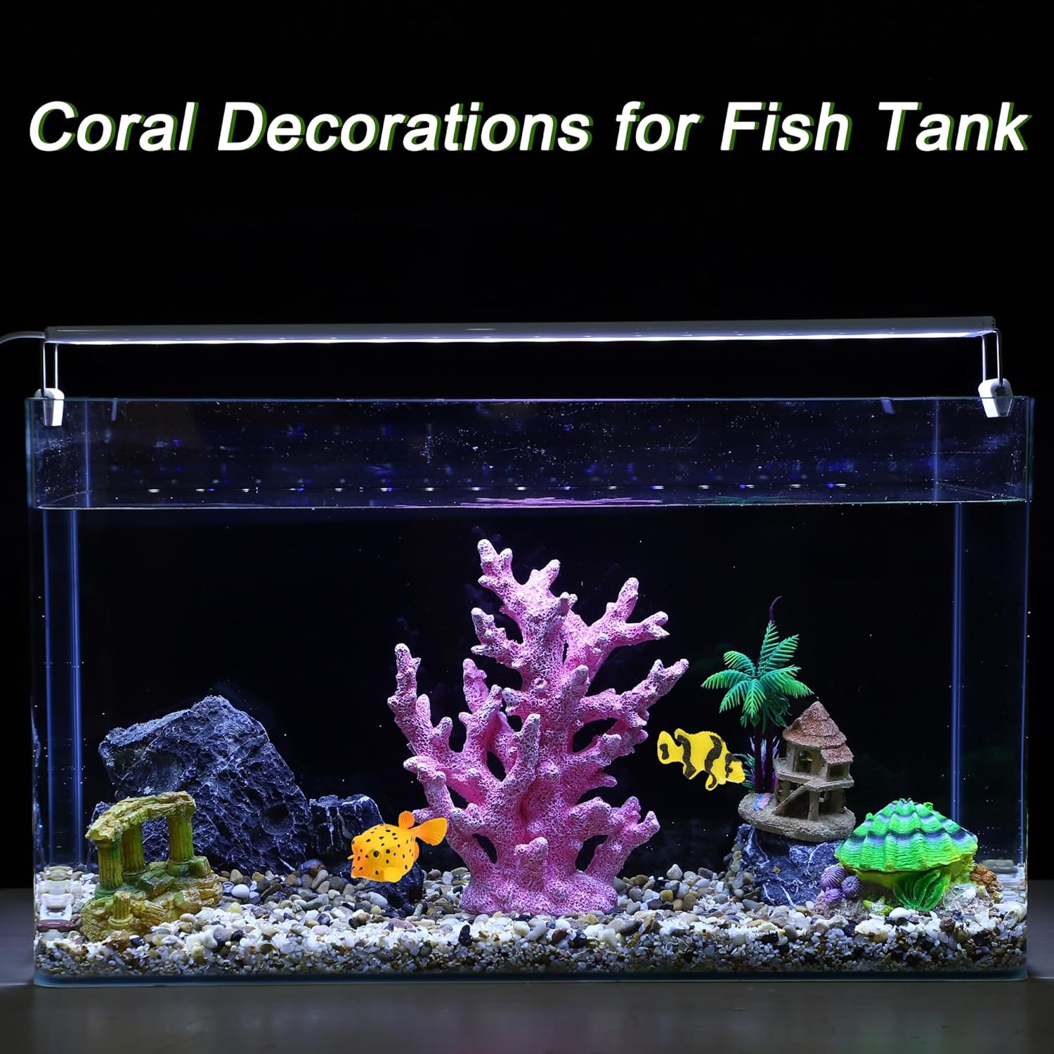Artificial Coral Decor for Aquarium, Resin Ornaments and Statue Home Decor, 7.48"x2.36"x9.45", Pink