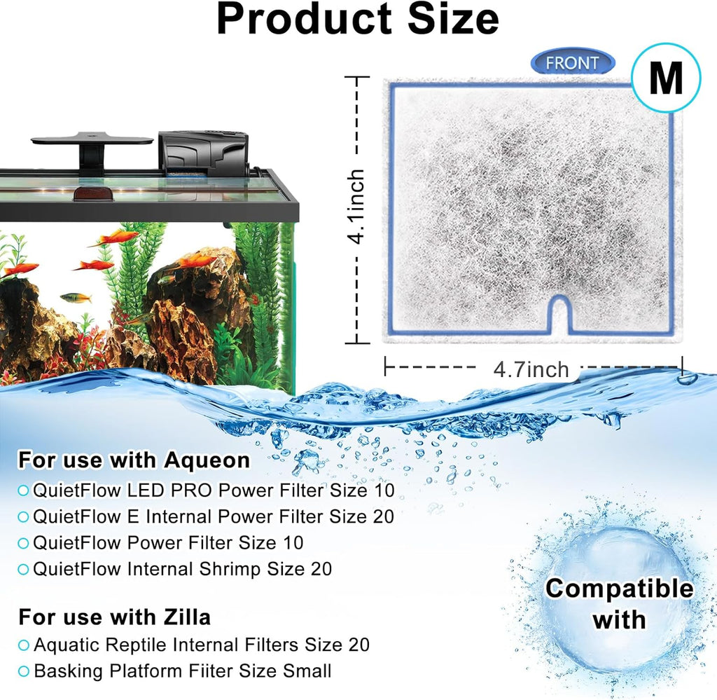 16 Pack Medium Filters Cartridges Compatible with Aqueon Fish Tank Filter Cartridges Compatible with Aqueon QuietFlow LED PRO Power Filter Size 10/Power Filter Size 10/E Internal Power Filter Size 20
