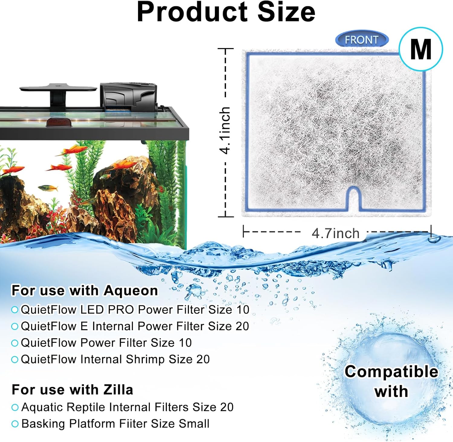 16 Pack Medium Filters Cartridges Compatible with Aqueon Fish Tank Filter Cartridges Compatible with Aqueon QuietFlow LED PRO Power Filter Size 10/Power Filter Size 10/E Internal Power Filter Size 20