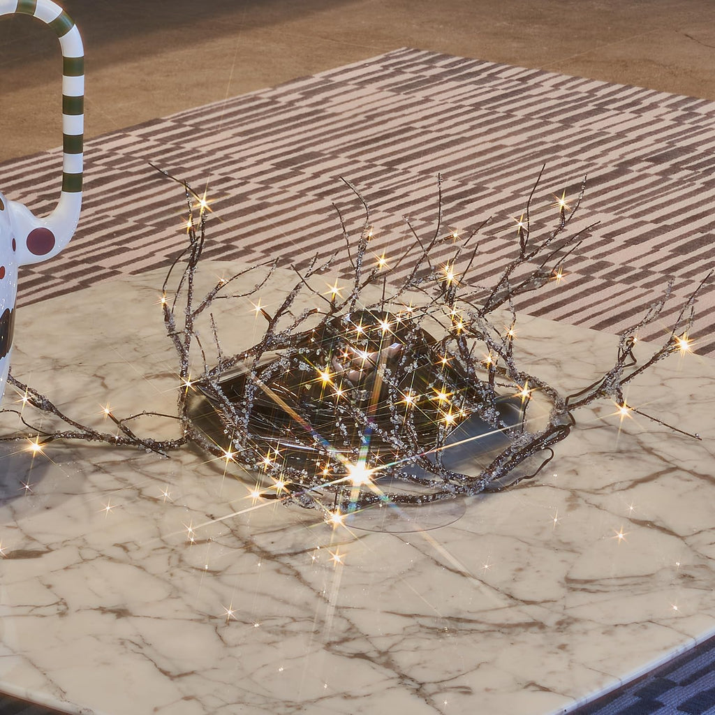 Fudios Lighted Iced Garland with Timer 48 LED Fairy Lights 6ft Battery or USB Plug for Mantle Decor, Lit Christmas Brown Twig Garland Winter Home Holiday Indoor Use