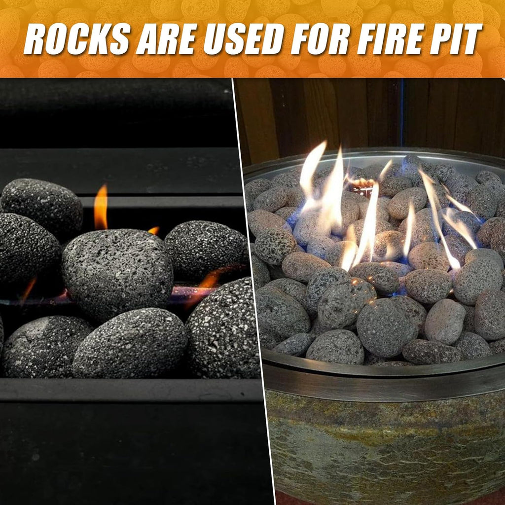 CJGQ 7 Lb Lava Rocks for Fire Pit,2"-3" Natural Pebbles Tumbled Lava Rock,Round Fire Pit Rocks for Portable Fireplaces Propane Gas Fish Tank Landscaping Garden Decoration
