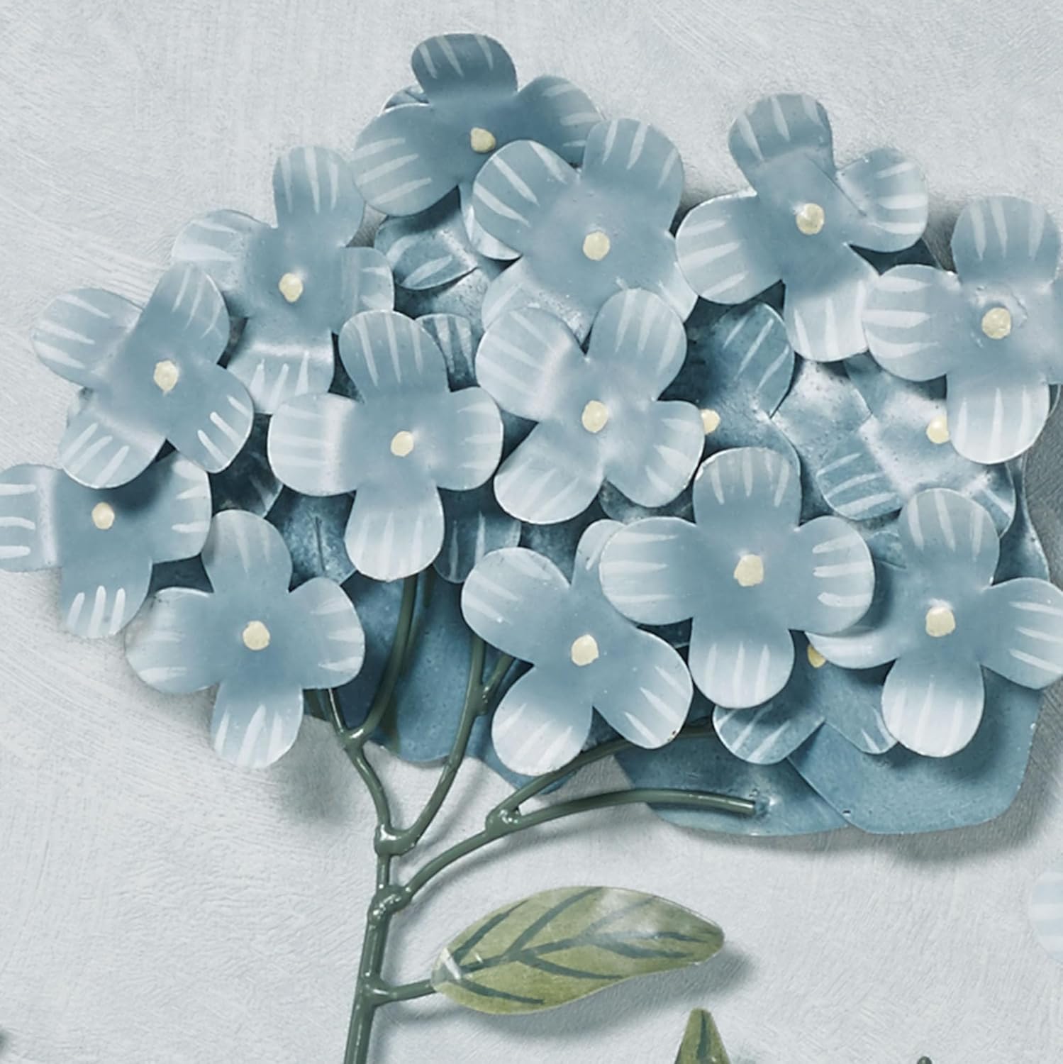 Blue Hydrangea Metal Wall Art Set of Two | Handcrafted Handpainted Floral Wall Sculptures by Joanne Ferrara | Home, Living Room, or Bedroom Decor | Flower Blossom Floral | Nature