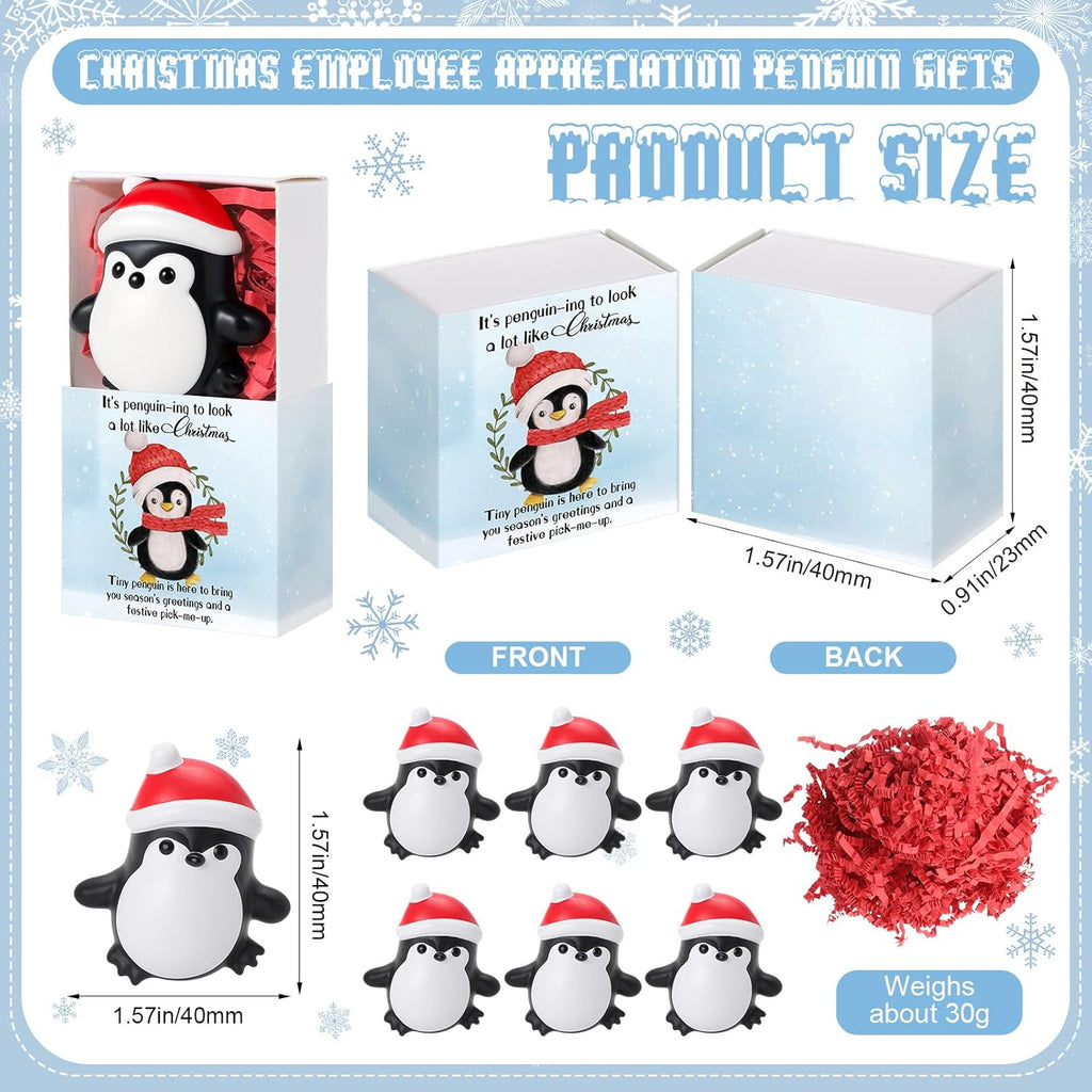 Wettarn 24 Sets Christmas Penguin Gifts Cute Stress Balls with Support Gift Boxes Holiday Party Favors for Employee Coworker Students Friends Relief Toys Stocking Stuffers