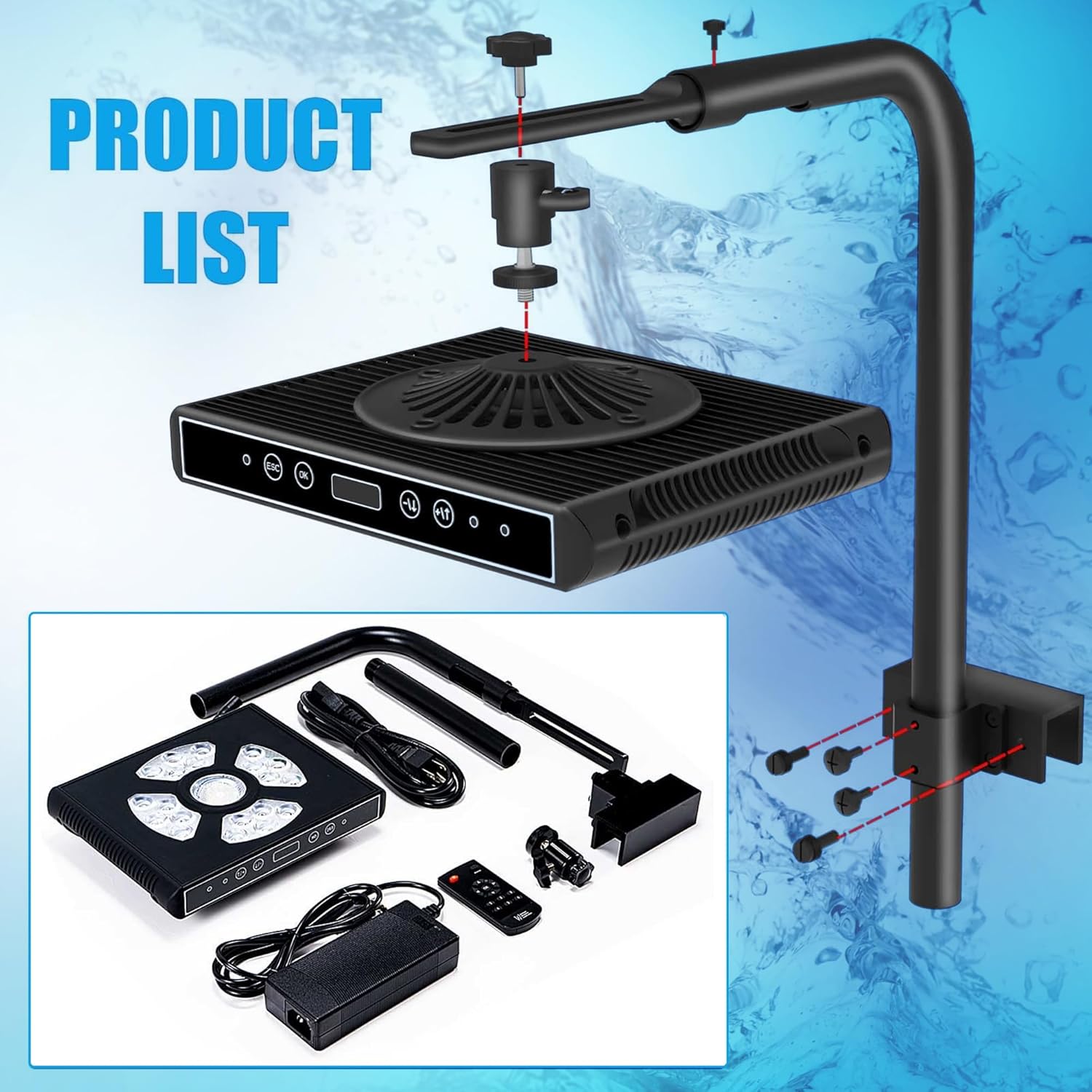 Aquarium Lights-100 watt 5 Channels Sunrise Sunset Moonlight Reef Lights for Coral SPS LPS Saltwater Tank(Black) (A100, WATTS, 100)