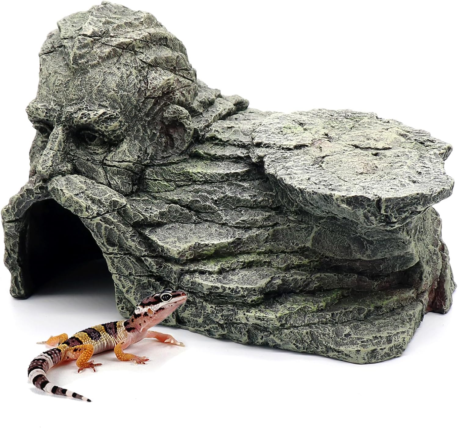 Reptile Rock Basking Platform, Gecko Hide Cave Hiding Place, Snake Cave and Hides for Reptiles, Amphibians, and Small Animals, Lizards